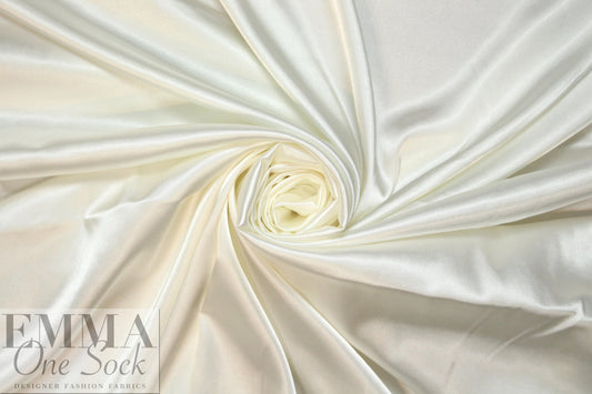 satin stretch woven lining - creamy ivory