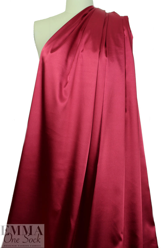 satin stretch woven lining - red raspberry