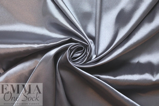 satin stretch woven lining - silvery gray