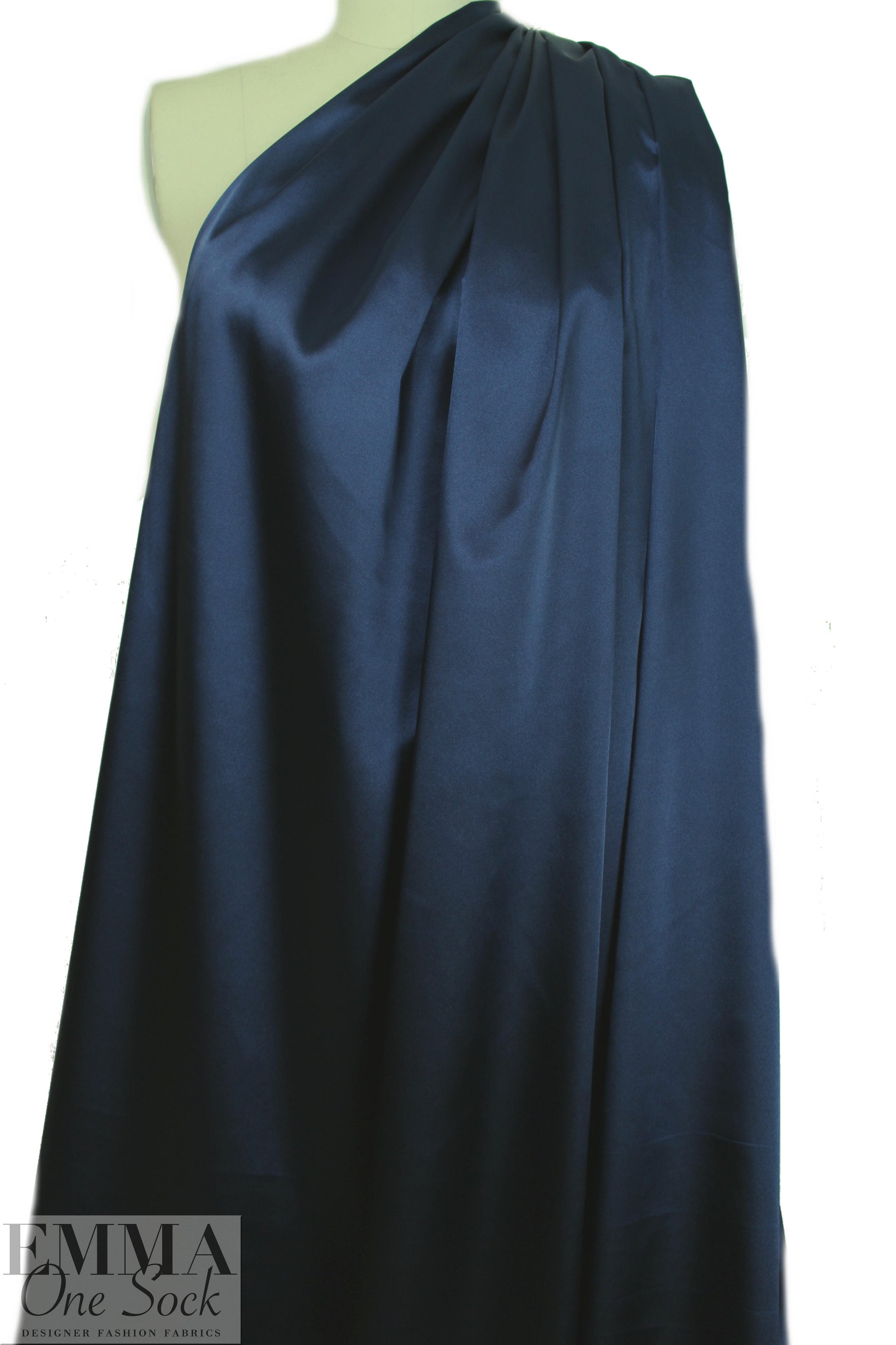 satin stretch woven lining - marine blue .625 yds