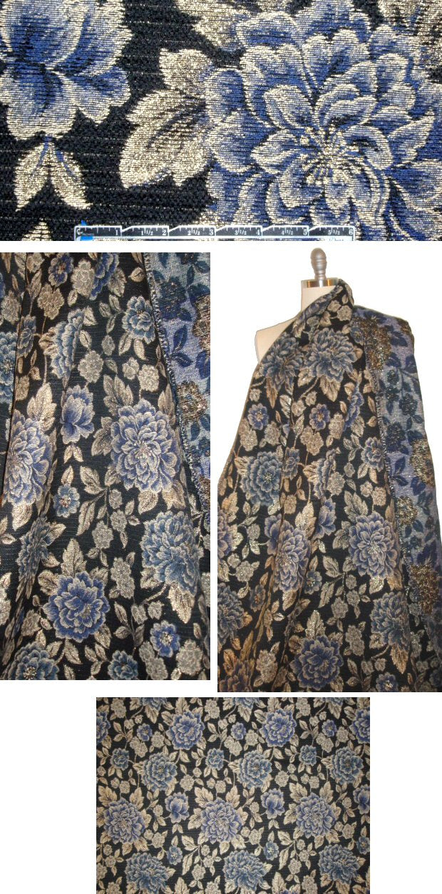 A1ice & O1ivia tapestry brocade - blue/gold floral