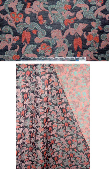 famous designer cotton tapestry - midnight/salmon 1.25 yd