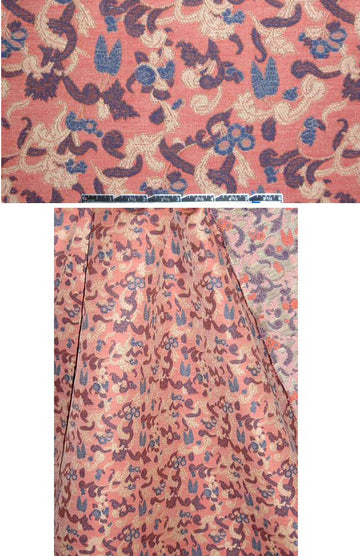 famous designer cotton tapestry - salmon/indigo