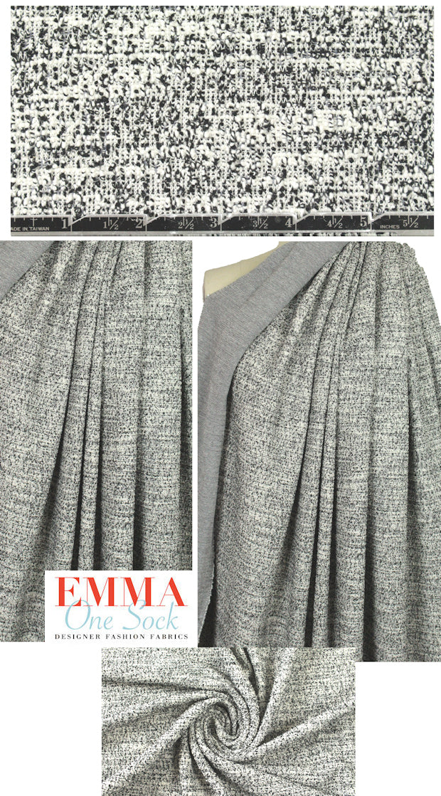 mini-boucle' tweedy knit - white/black