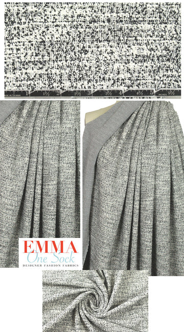 mini-boucle' tweedy knit - white/black 1.75 yd