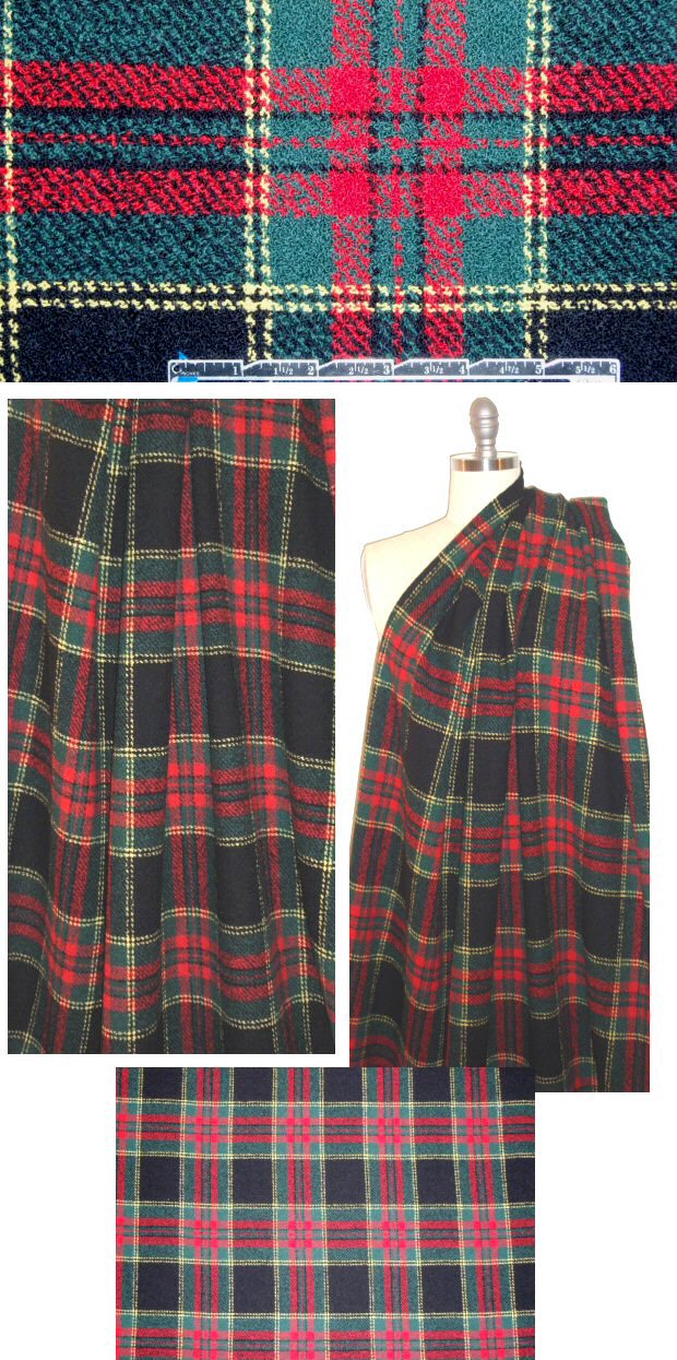 Ra1ph Lauren tartan wool plaid suiting - red/pine 1.625 yd