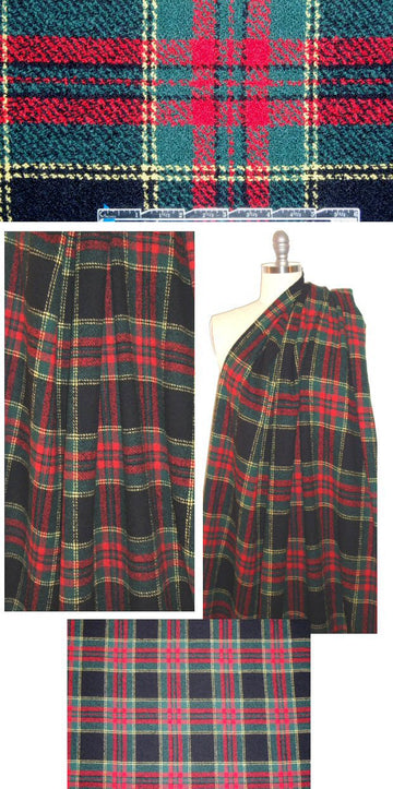 Ra1ph Lauren tartan wool plaid suiting - red/pine 1.75 yd