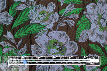 French textured floral brocade - chocolate/emerald
