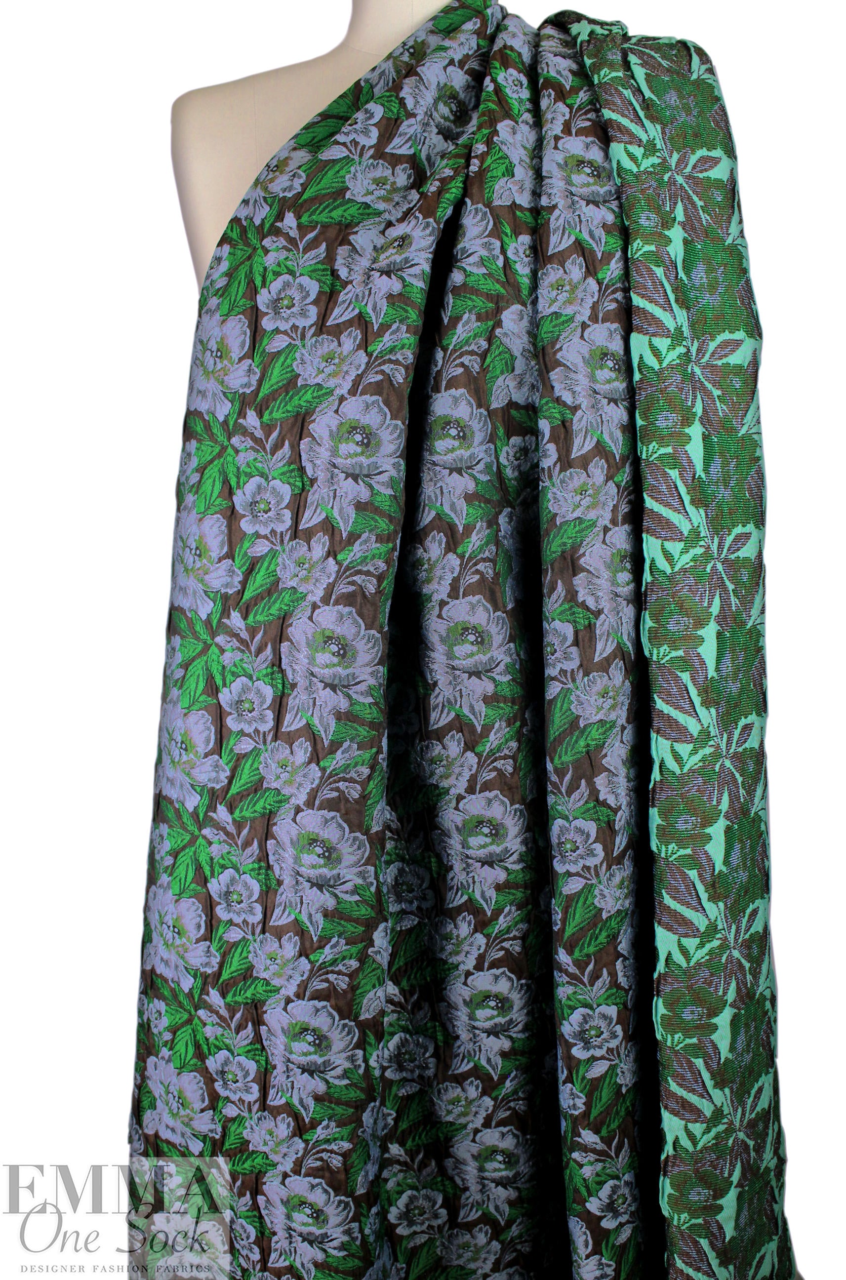 French textured floral brocade - chocolate/emerald