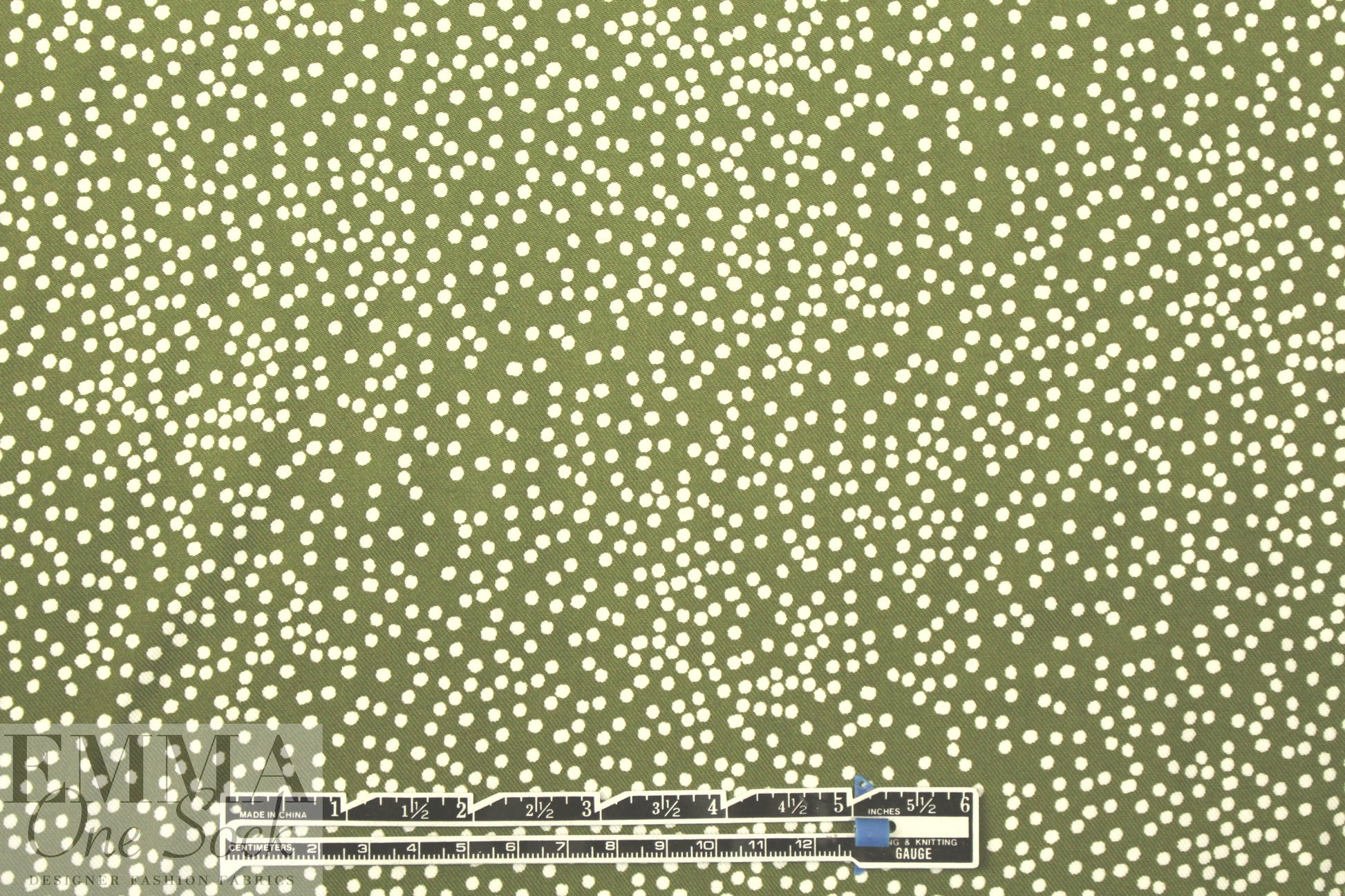 printed drapey rayon twill woven - olive dot 1.75 yds