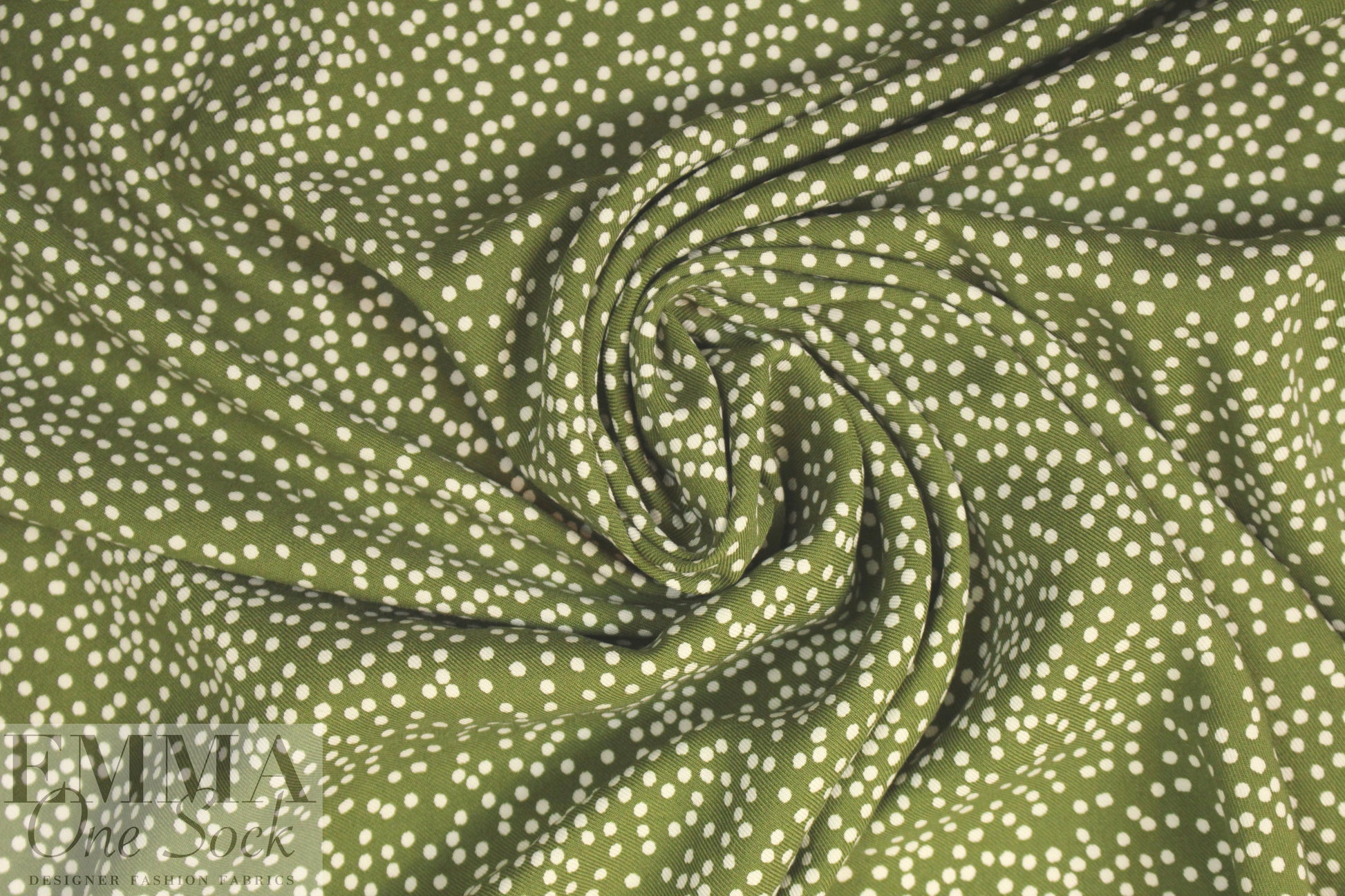 printed drapey rayon twill woven - olive dot 1.75 yds