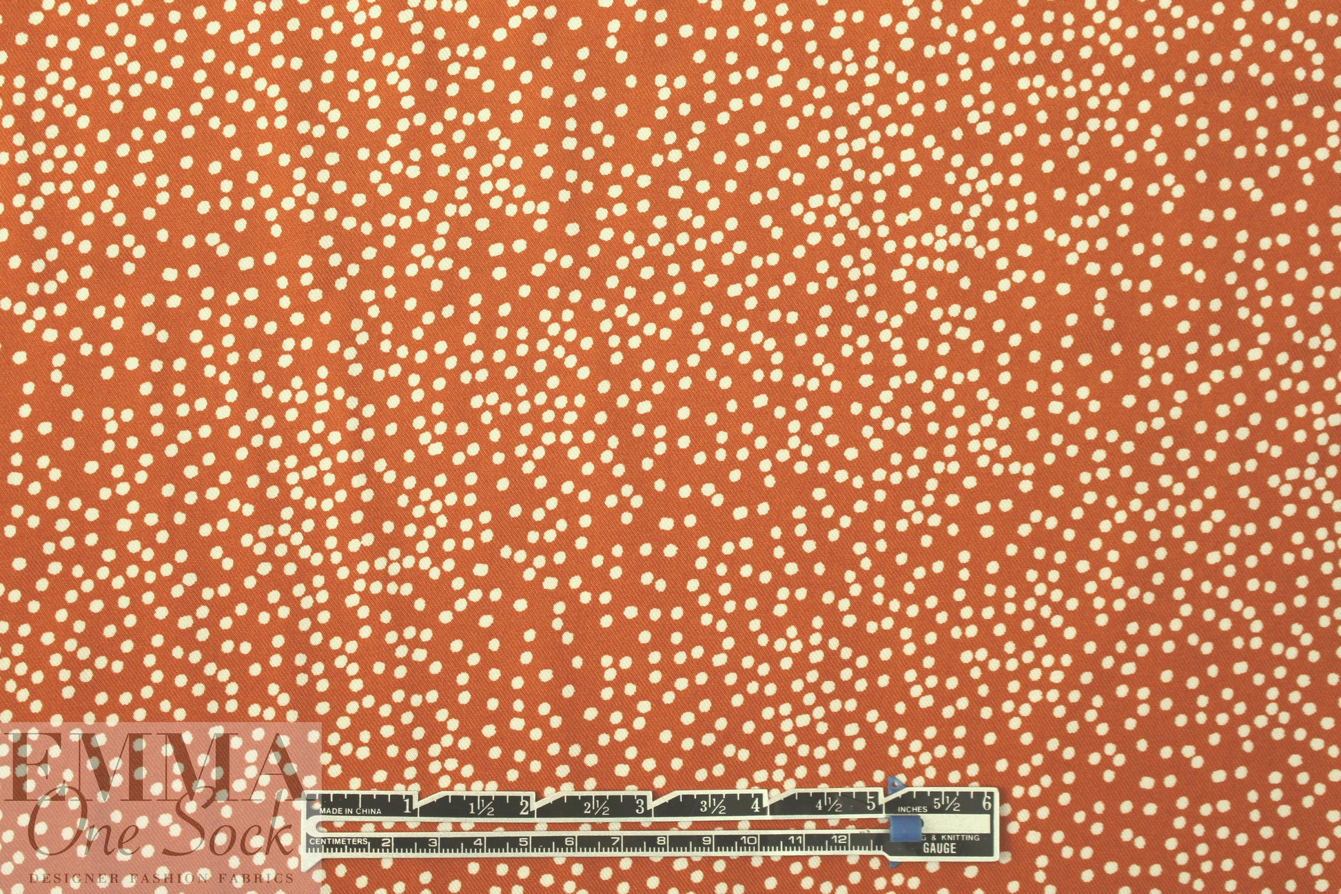printed drapey rayon twill woven - terracotta dot 1 yard