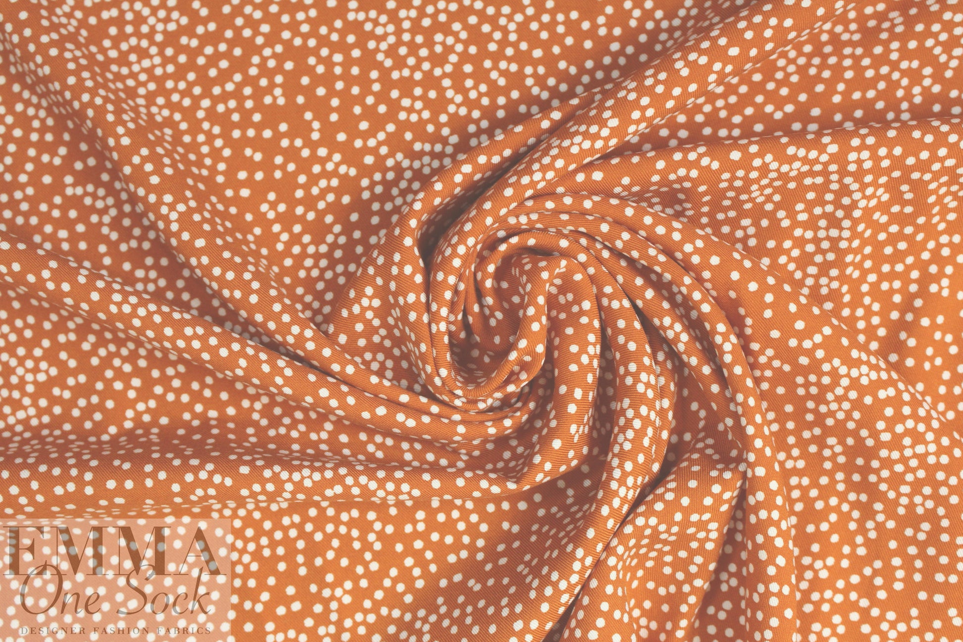 printed drapey rayon twill woven - terracotta dot 1.5 yd