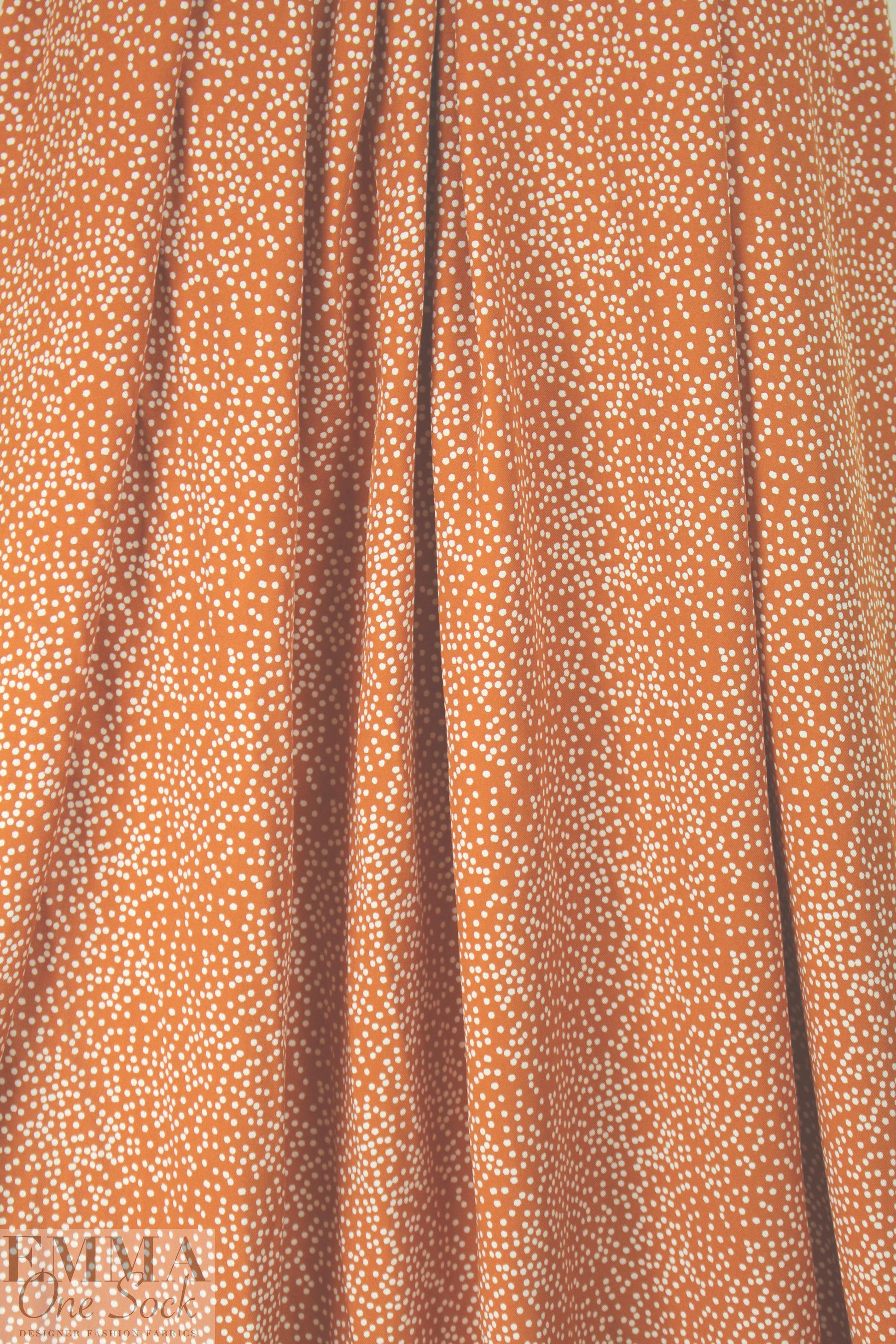 printed drapey rayon twill woven - terracotta dot 1 yard