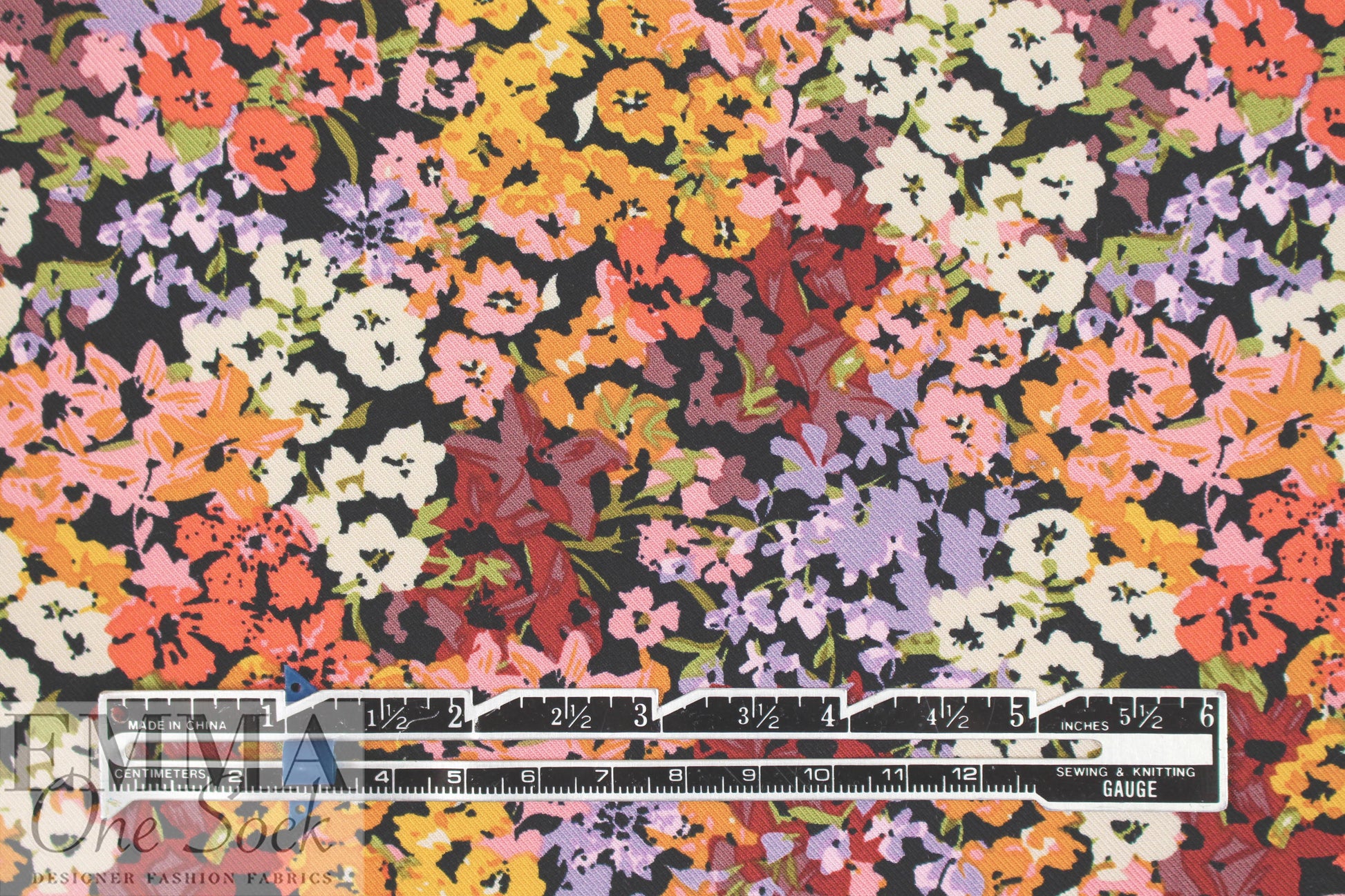 printed drapey rayon twill woven - floral clusters 1.66 yd