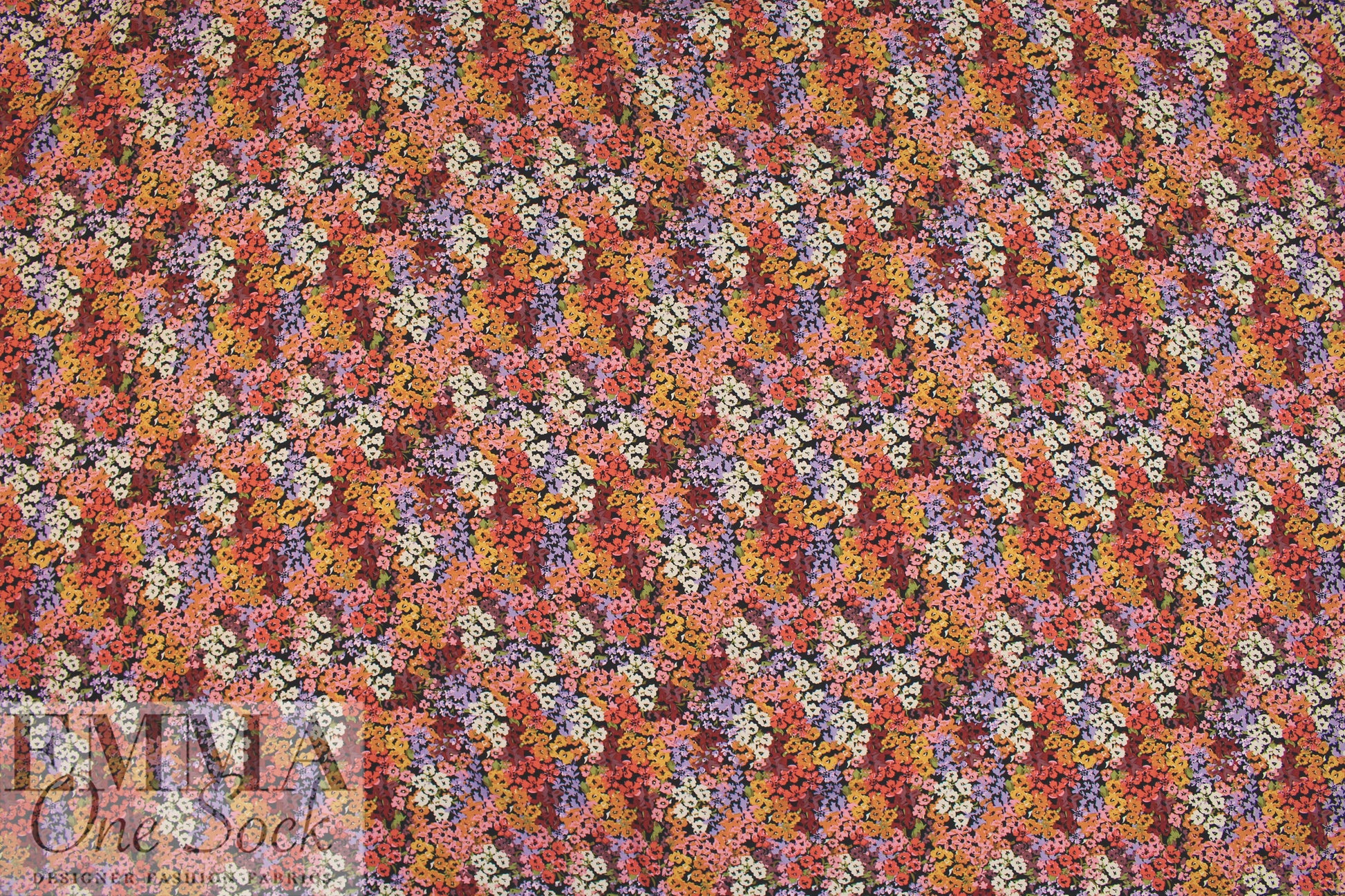 printed drapey rayon twill woven - floral clusters 1.5 yd