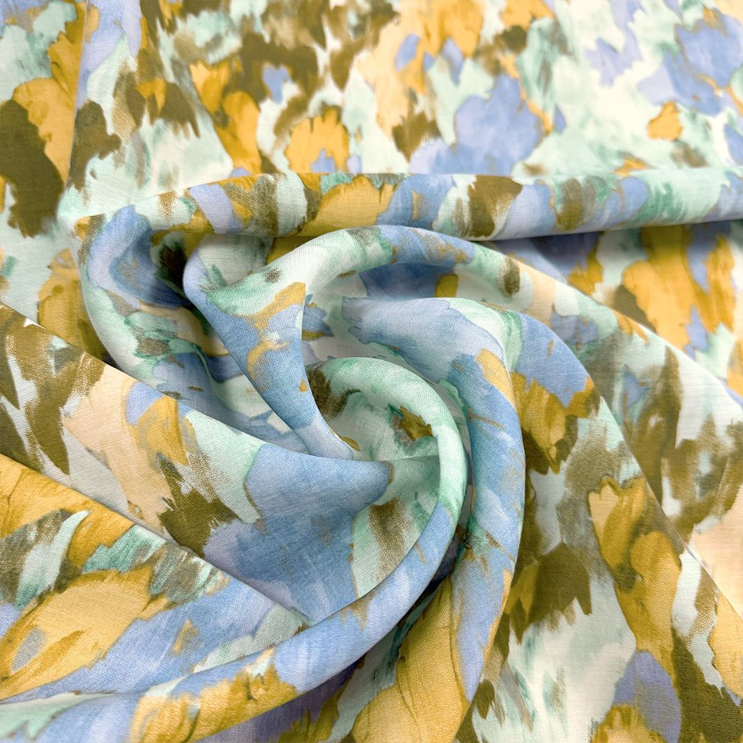 'labradorite' printed Tencel blend voile - sea glass/denim blue 1.625 yds