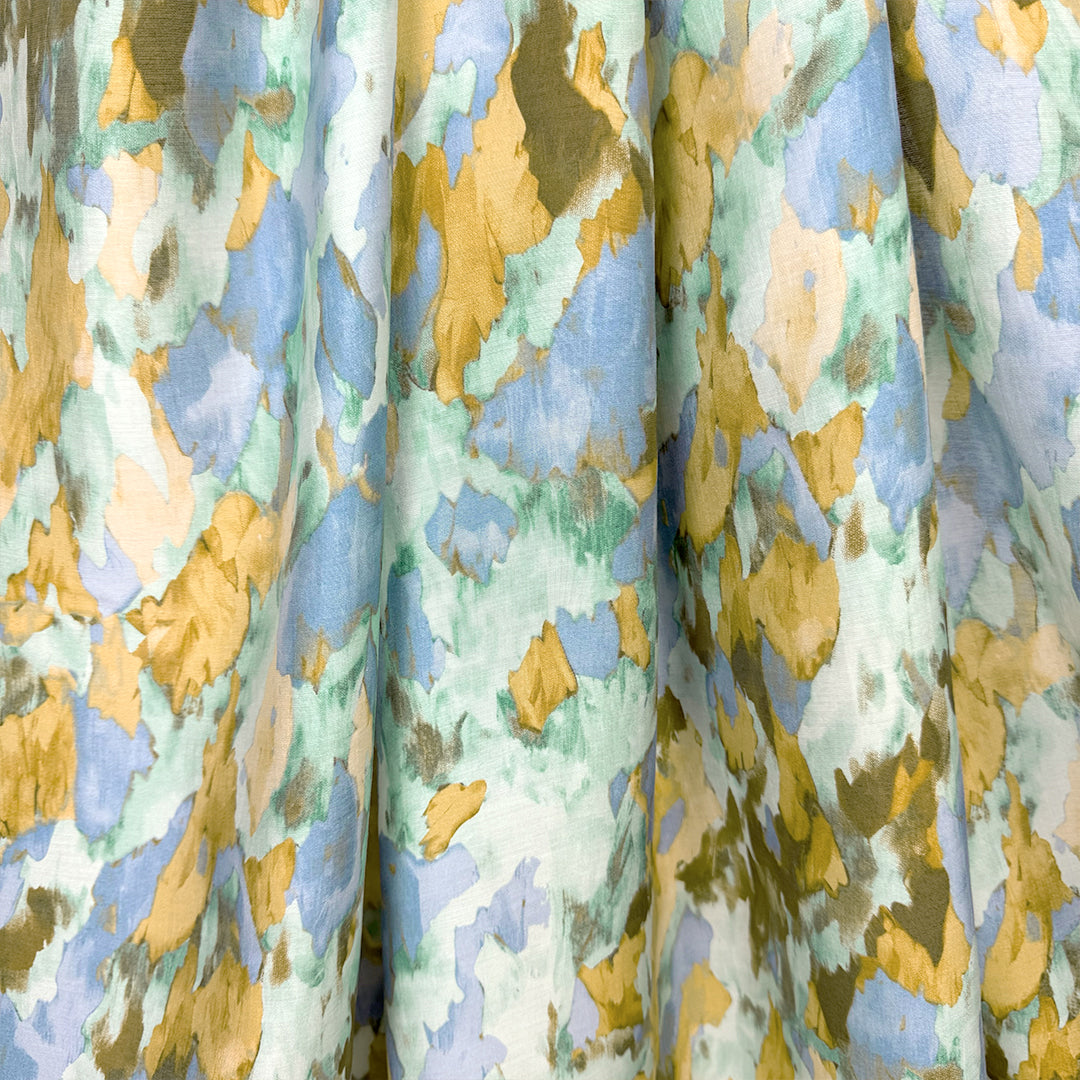 'labradorite' printed Tencel blend voile - sea glass/denim blue 1.625 yds