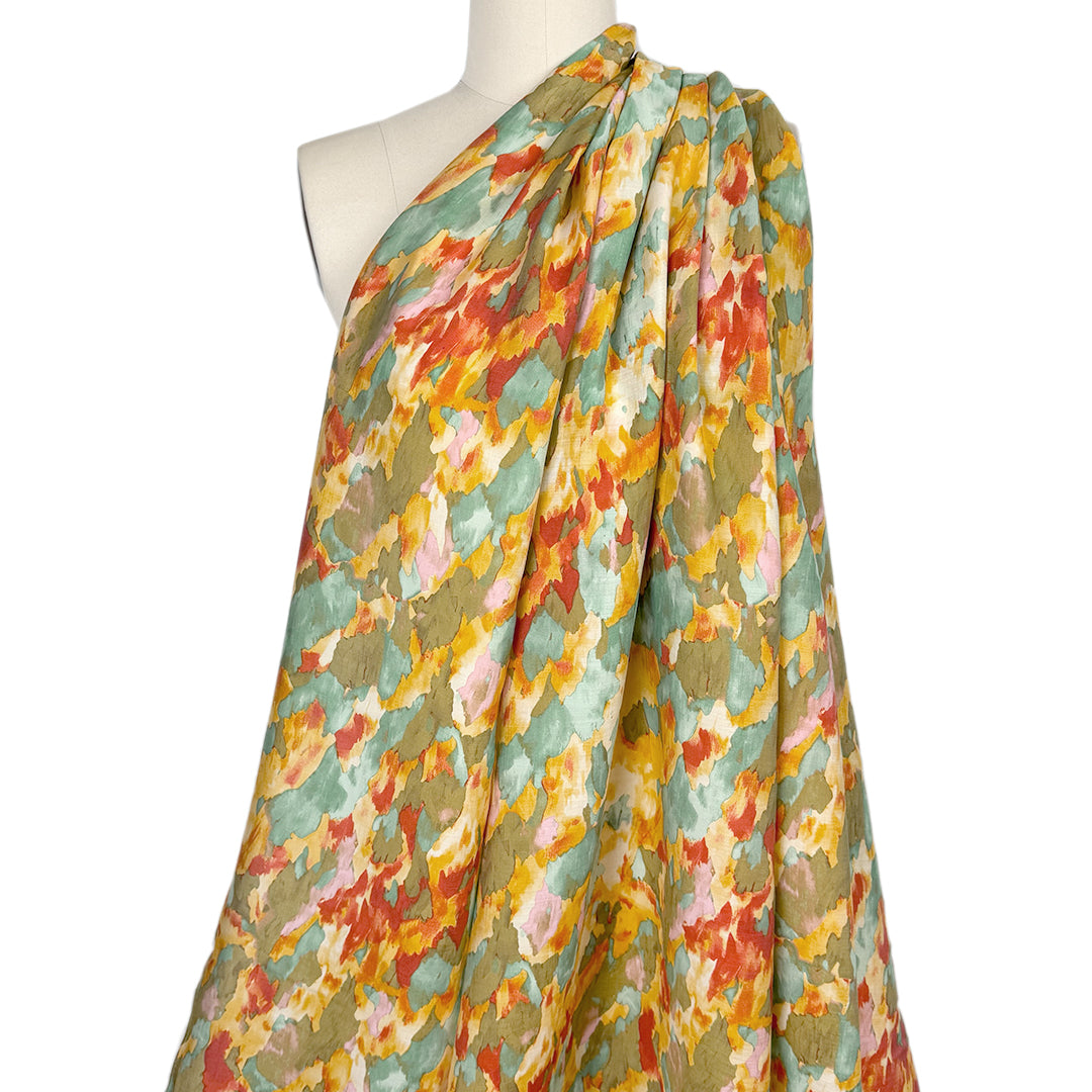 'labradorite' printed Tencel blend voile - amber/jade 1 yard