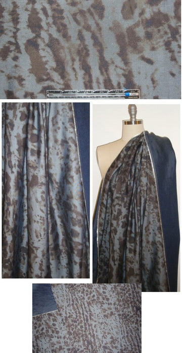 Italian abstract printed indigo tencel denim