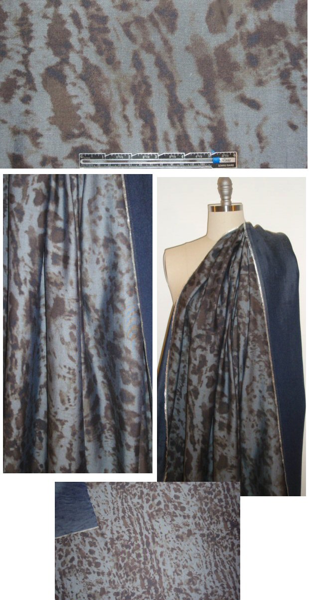 Italian abstract printed indigo tencel denim 1.625 yd