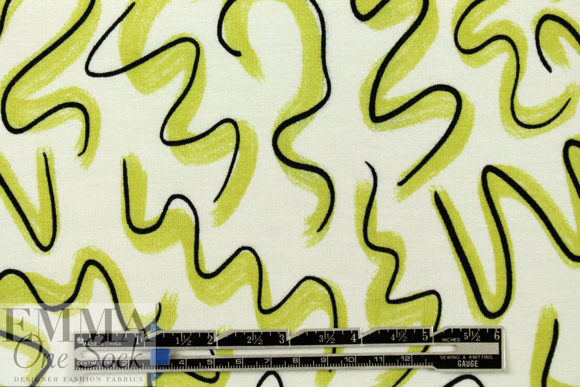 limeade graffiti bamboo/cotton Oeko-Tex French terry knit 1 yard