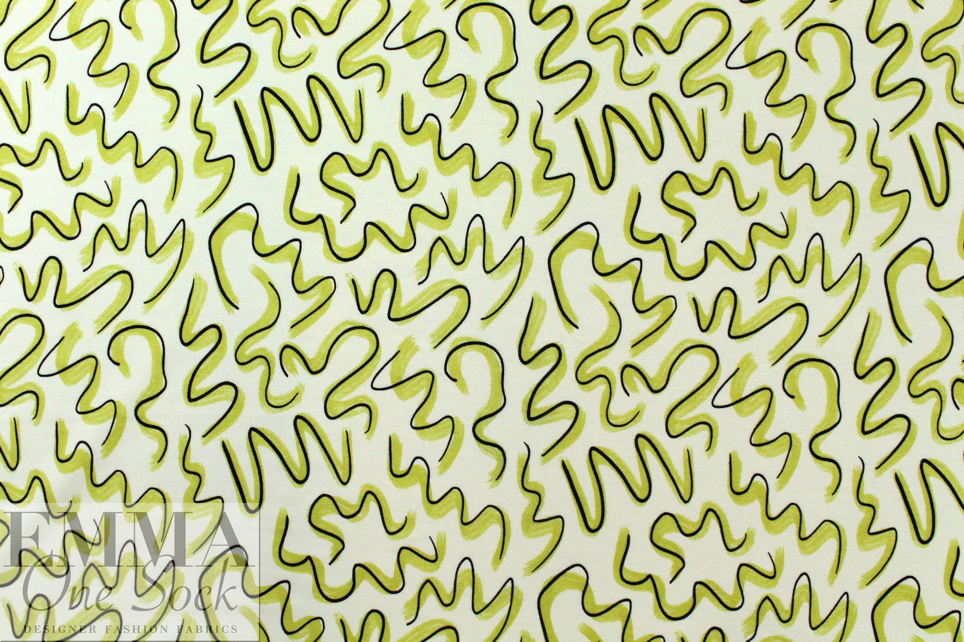 limeade graffiti bamboo/cotton Oeko-Tex French terry knit 1 yard