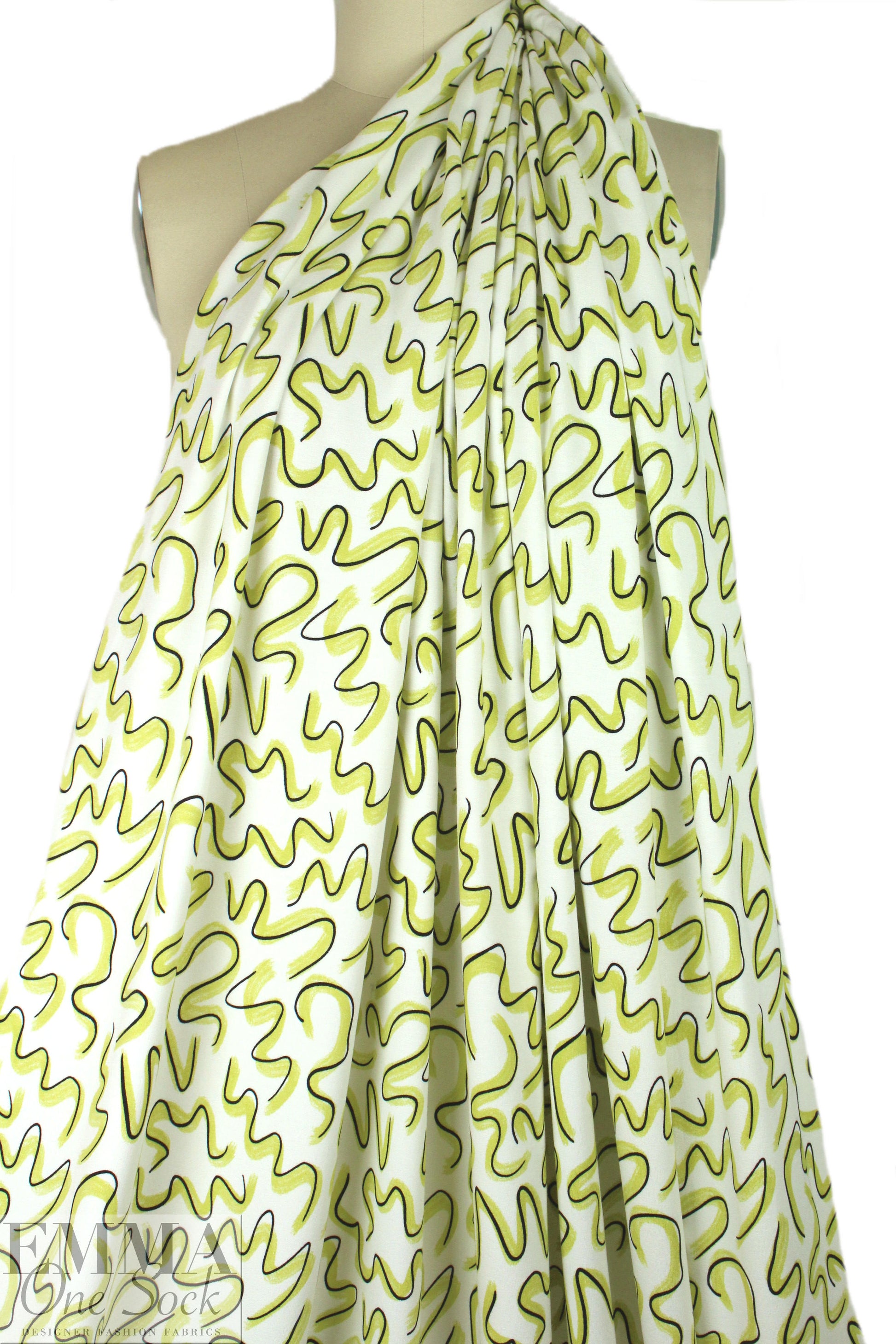 limeade graffiti bamboo/cotton Oeko-Tex French terry knit 1 yard
