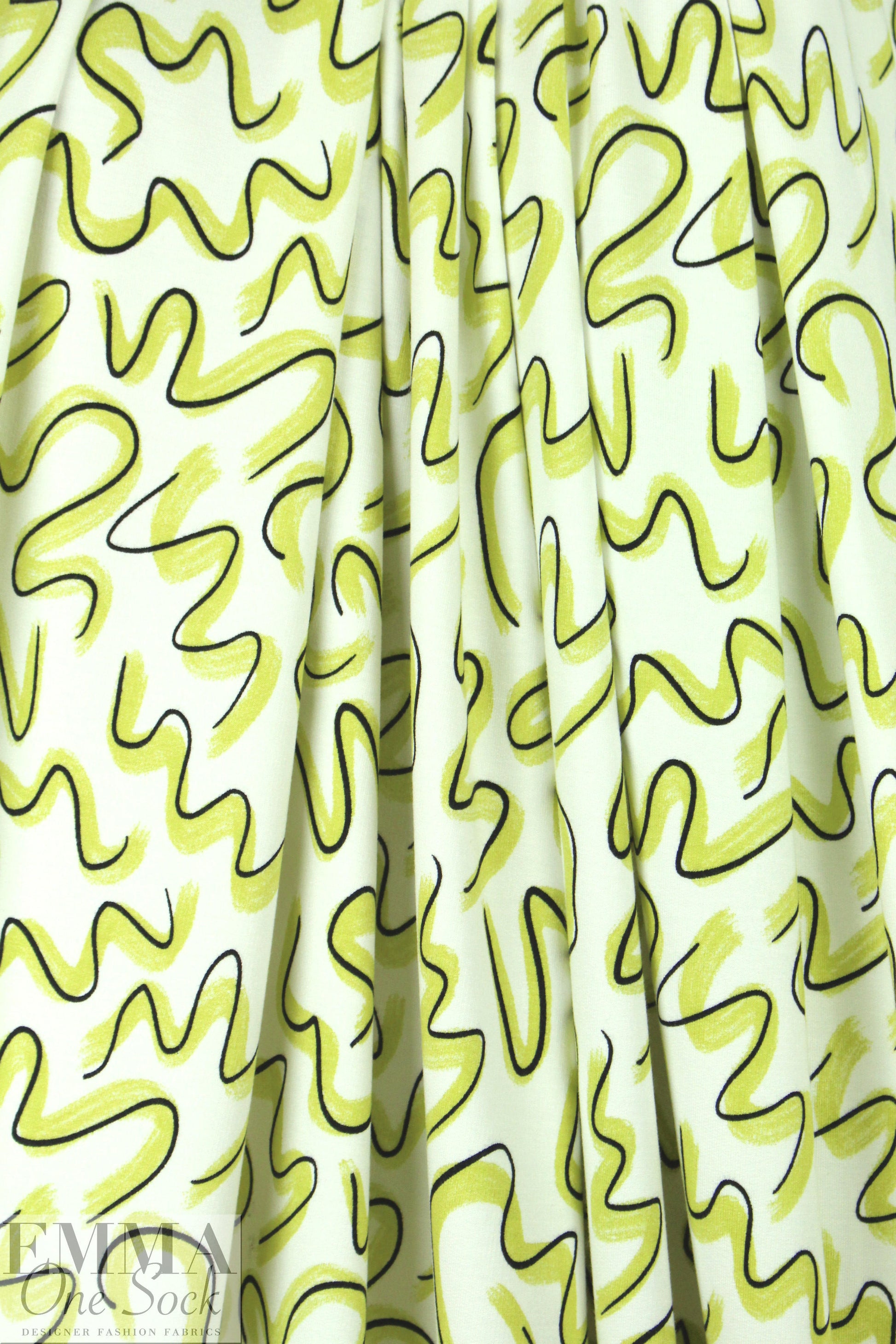 limeade graffiti bamboo/cotton Oeko-Tex French terry knit 1 yard