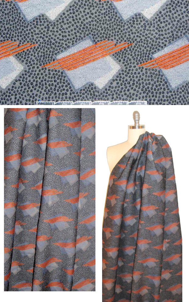 Italian fancy graphic textured clipped weave
