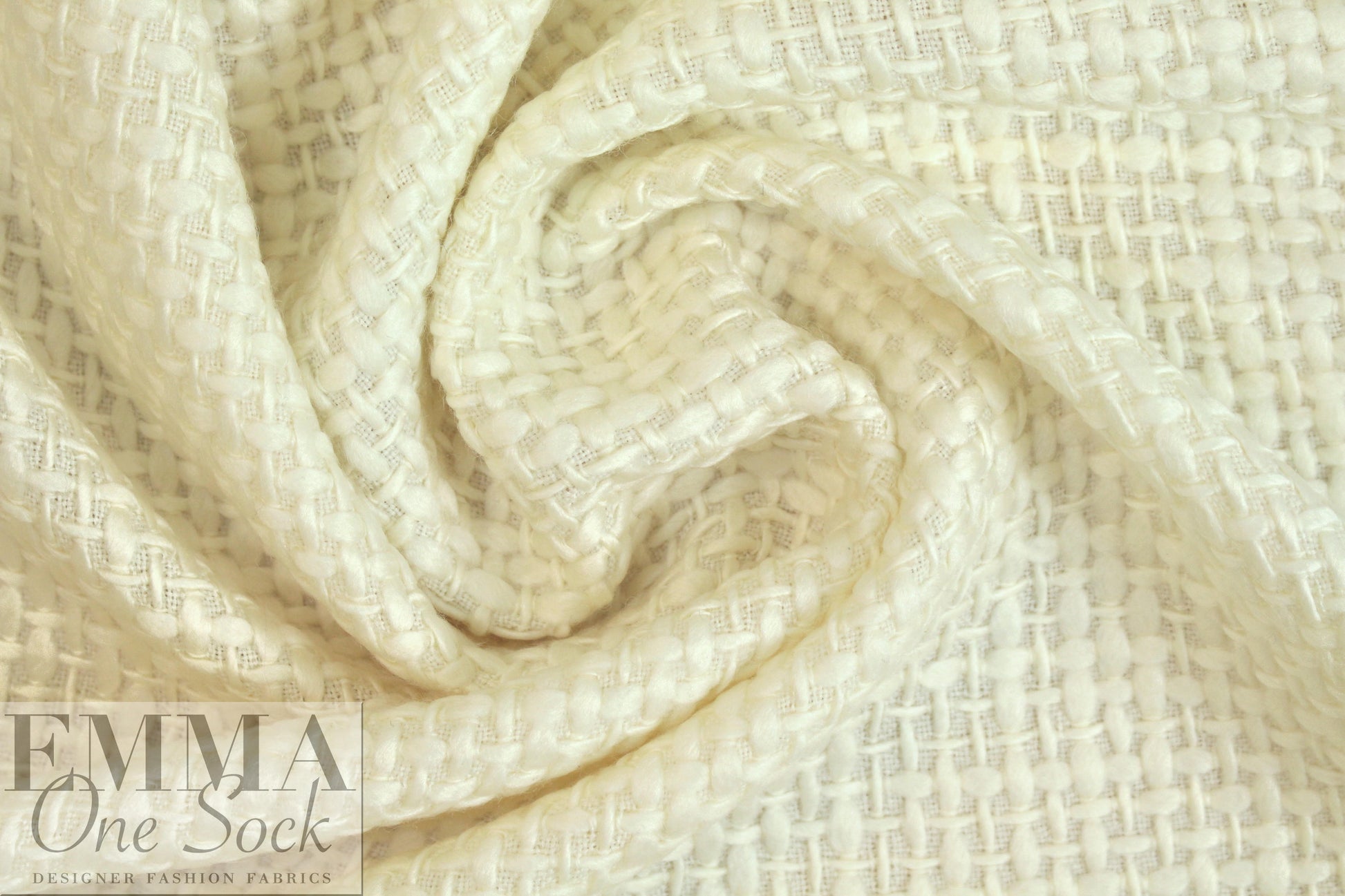 Italian basketweave texture wool coating - vanilla .5 yard