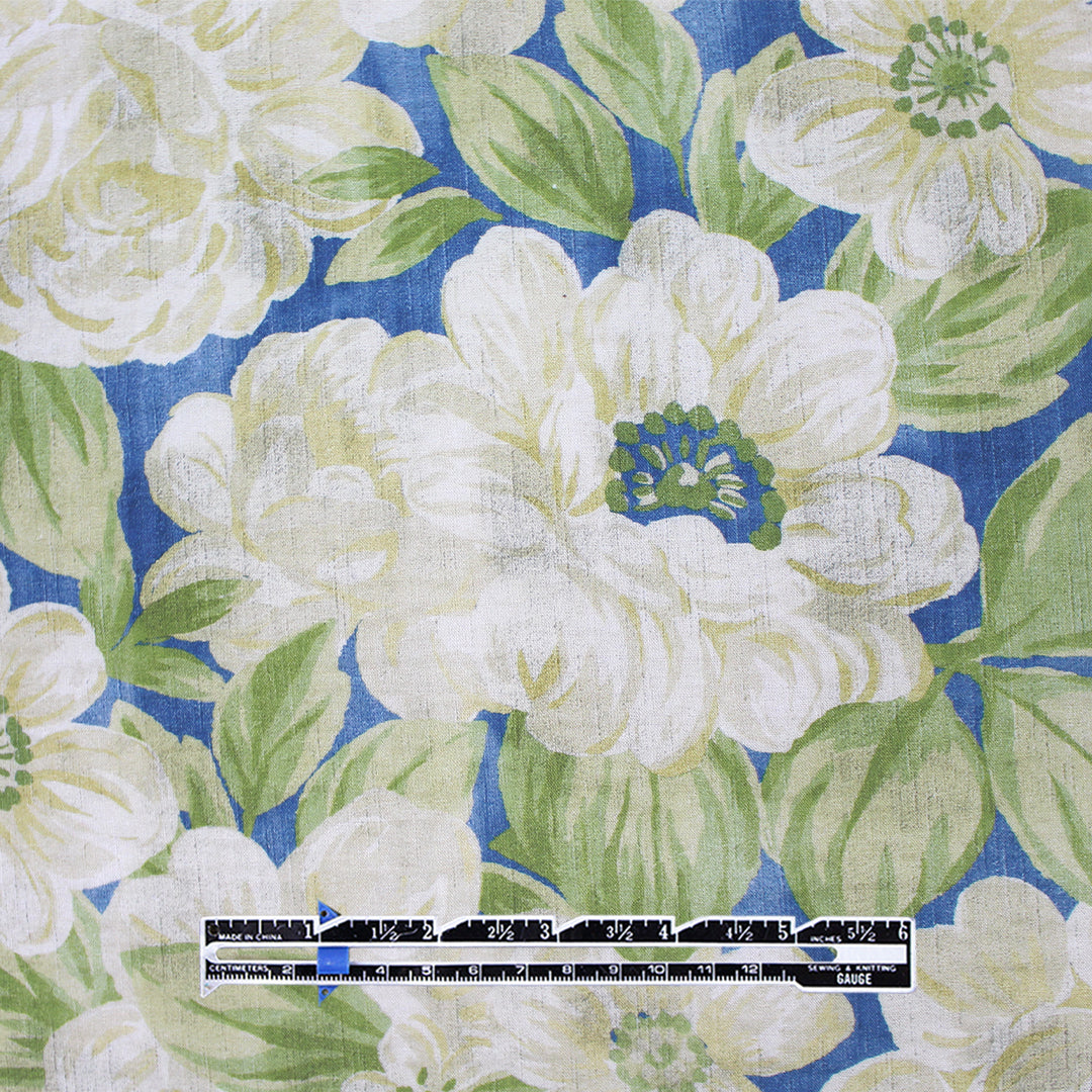 Italian textured floral cotton woven - ocean blue 1.5 yd