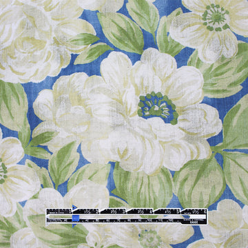 Italian textured floral cotton woven - ocean blue .625 yds