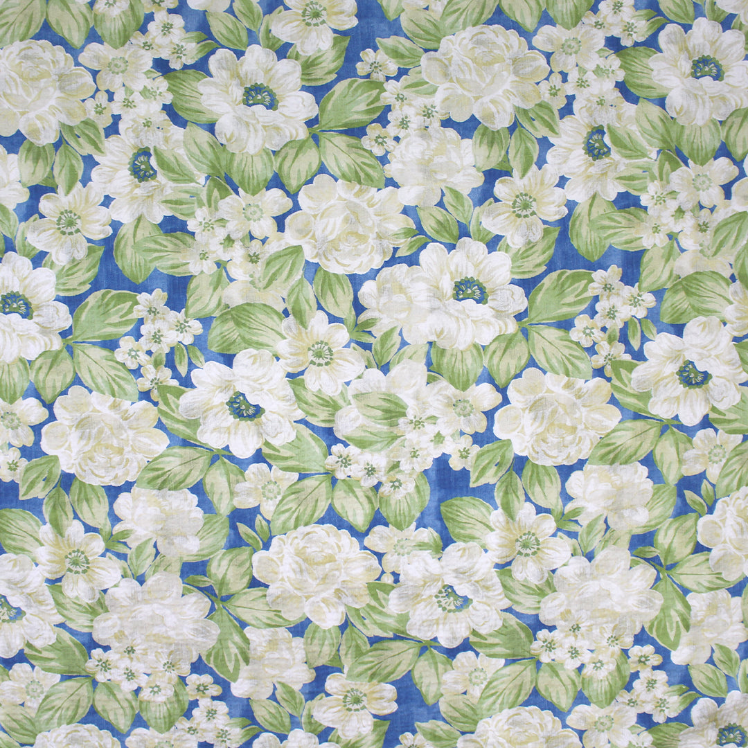 Italian textured floral cotton woven - ocean blue .625 yds