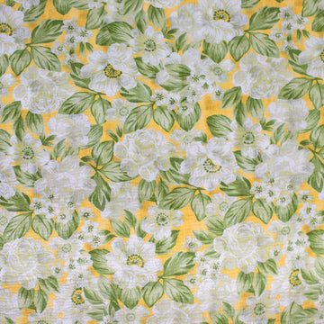 Italian textured floral print cotton woven - yellow-orange