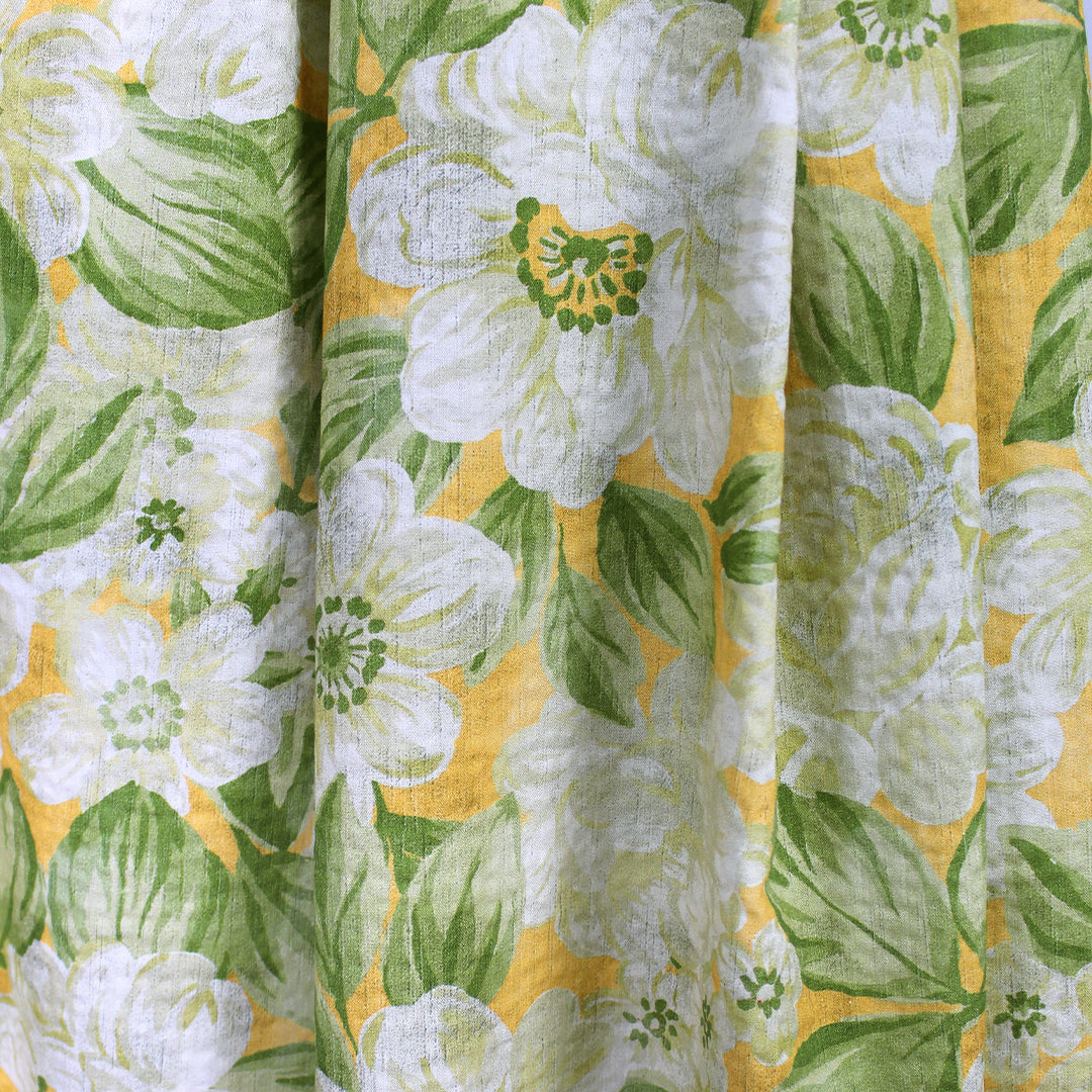 Italian textured floral print cotton woven - yellow-orange 2 yd