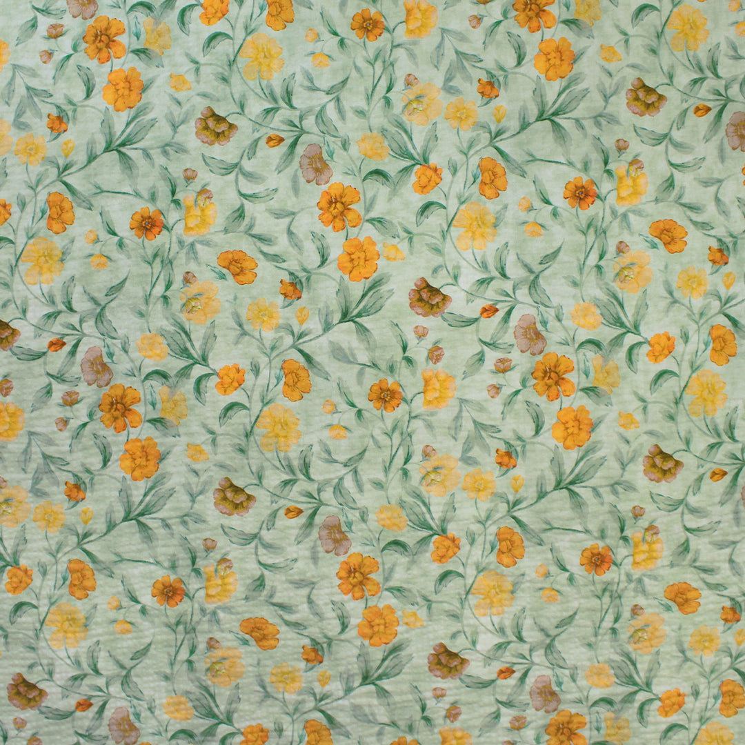 Italian 'cosmos flowers' on textured cotton woven 1 yard