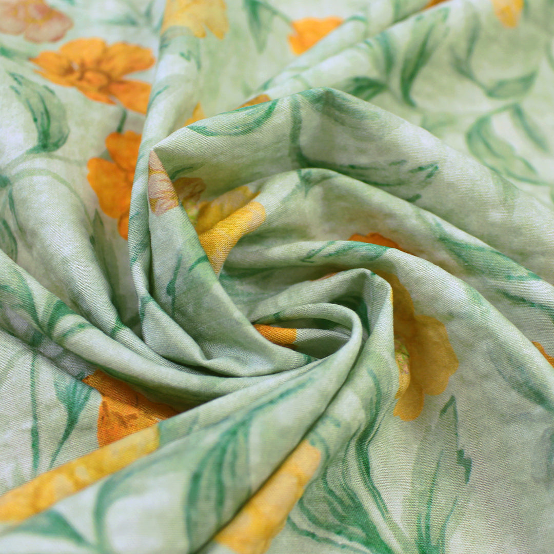 Italian 'cosmos flowers' on textured cotton woven 1 yard