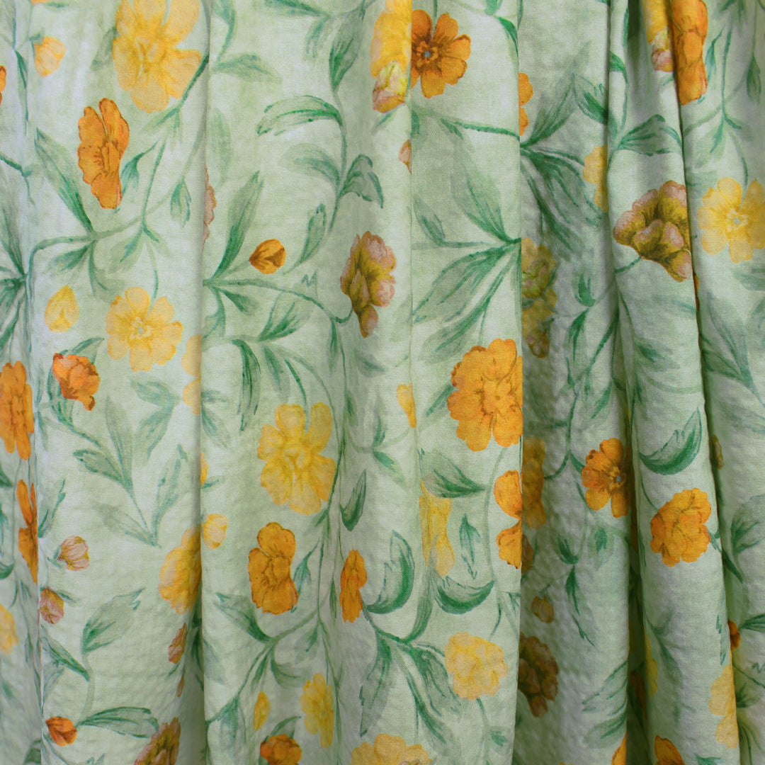 Italian 'cosmos flowers' on textured cotton woven 1 yard