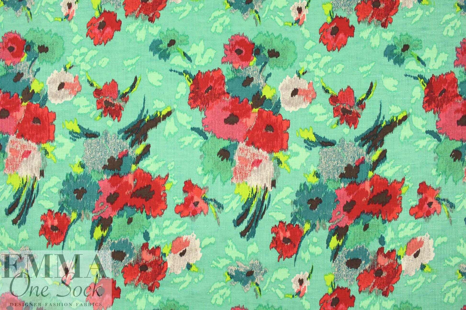 NY designer printed textured cotton flowery woven