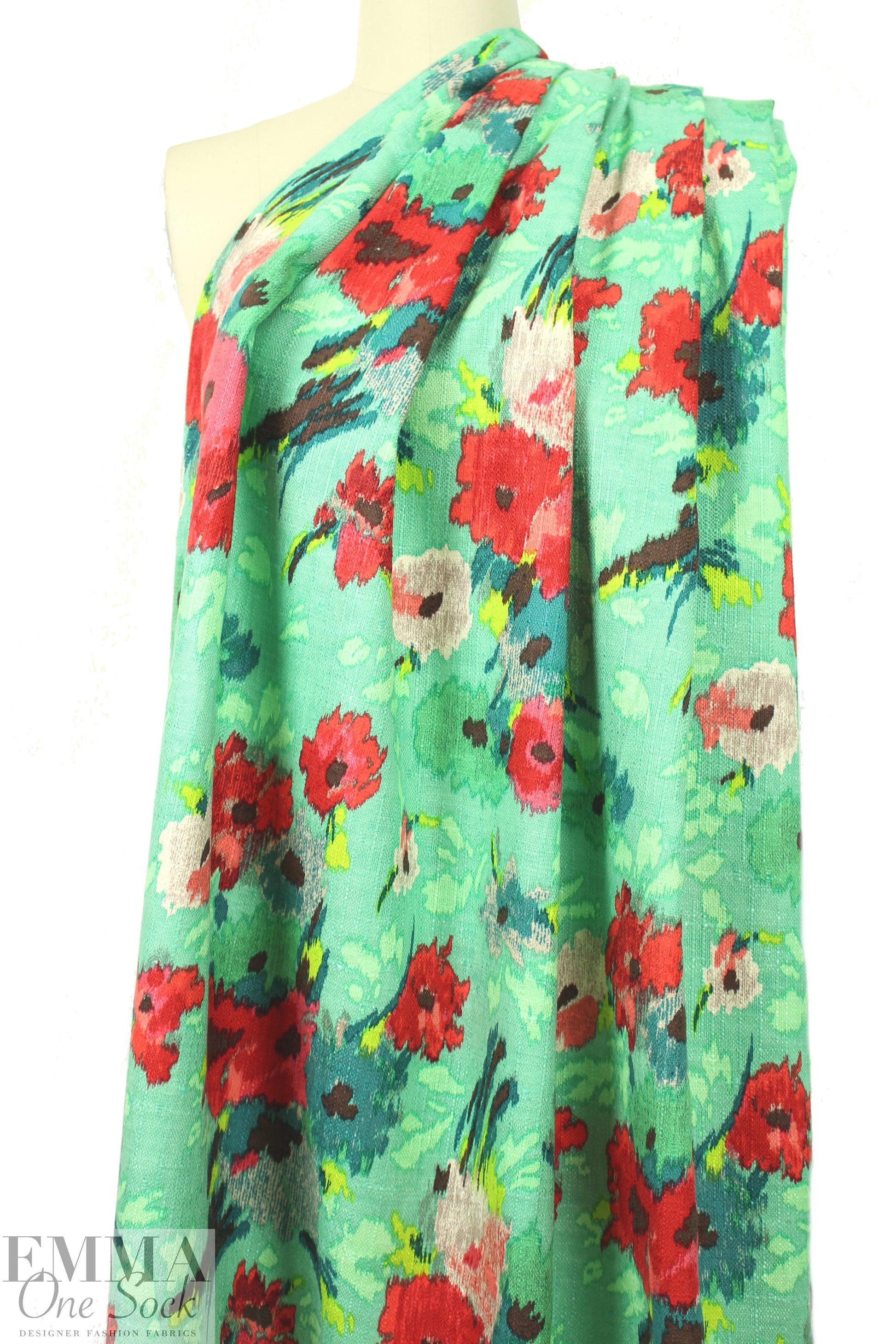 NY designer printed textured cotton flowery woven