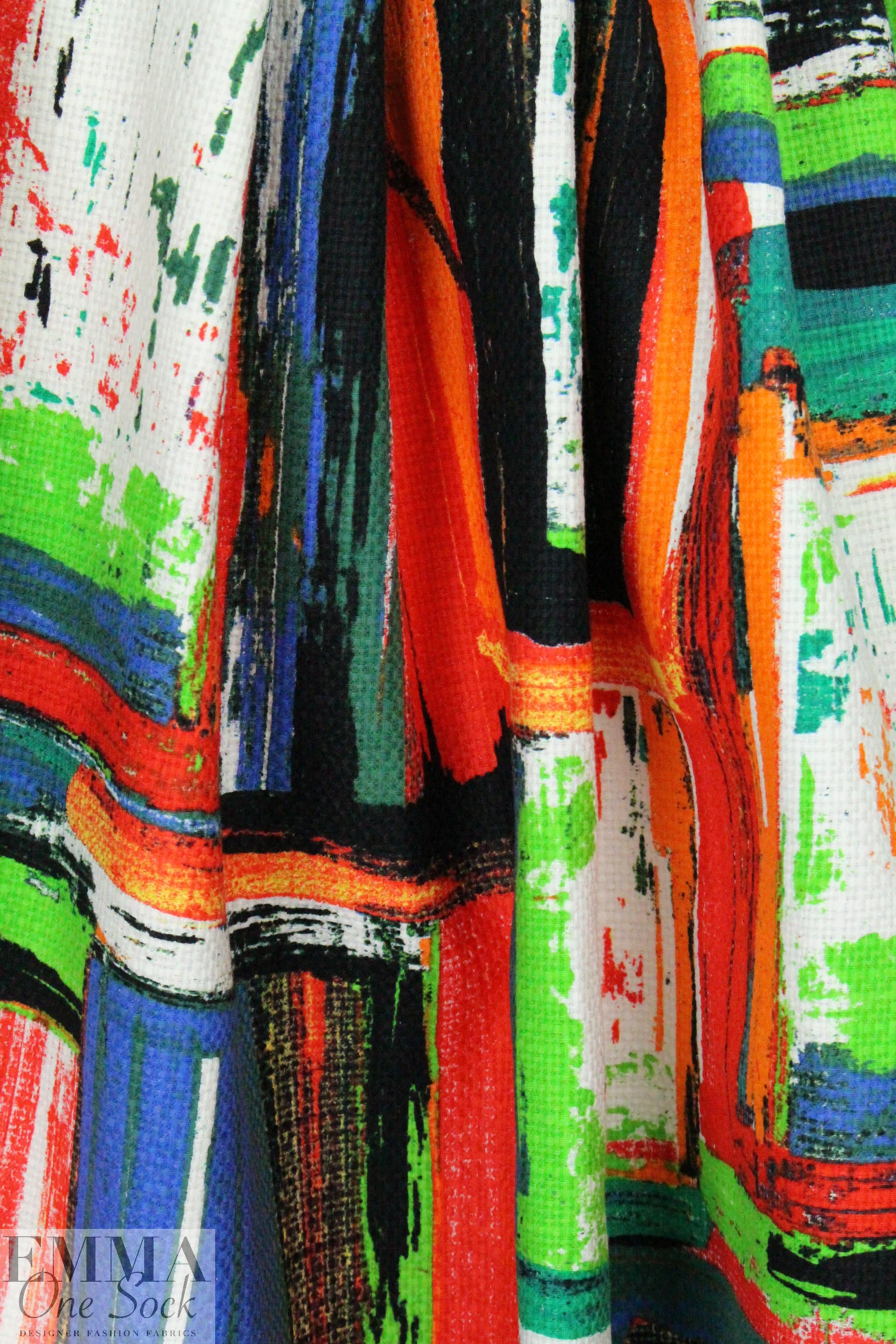 Italian bold brush abstract cotton basketweave