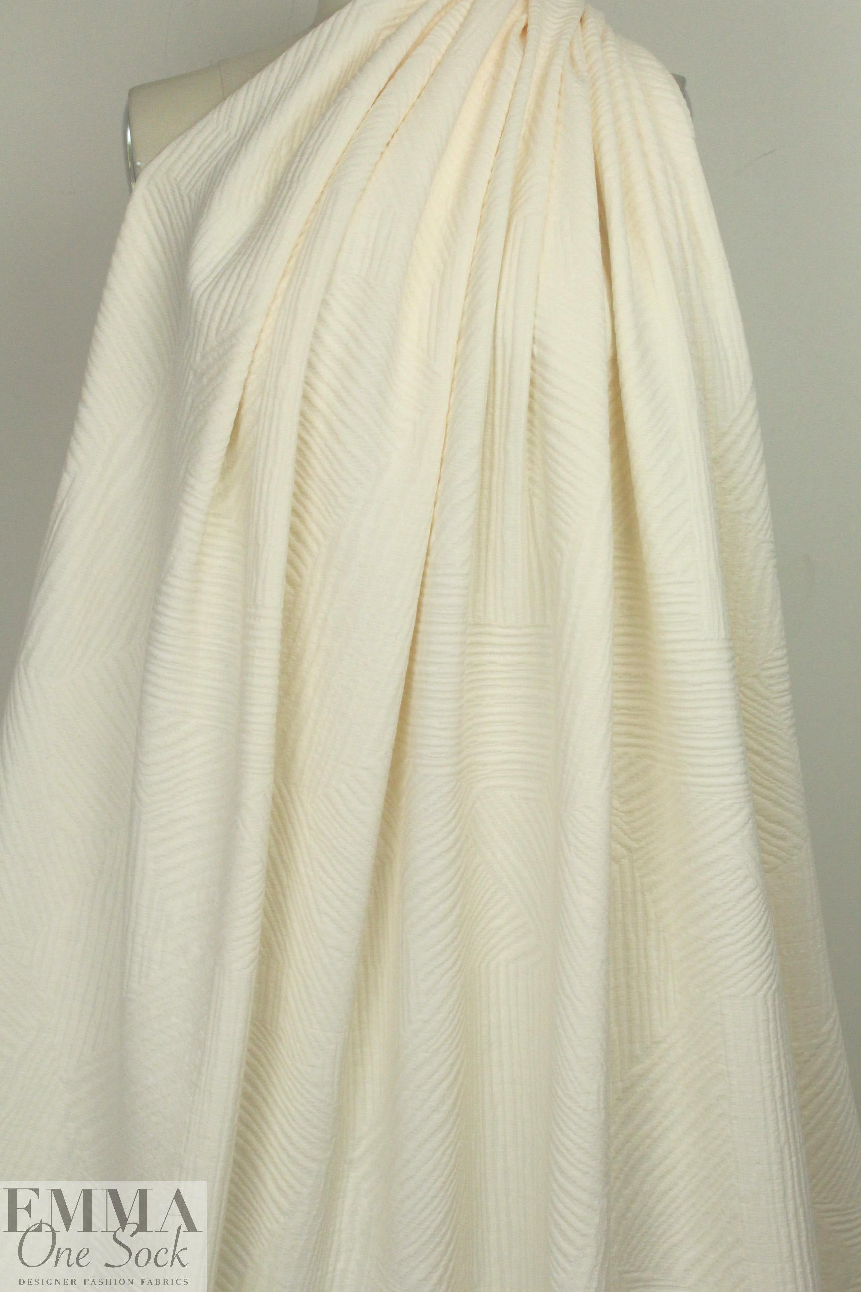 Italian linear graphic matelasse' knit - creamy ivory