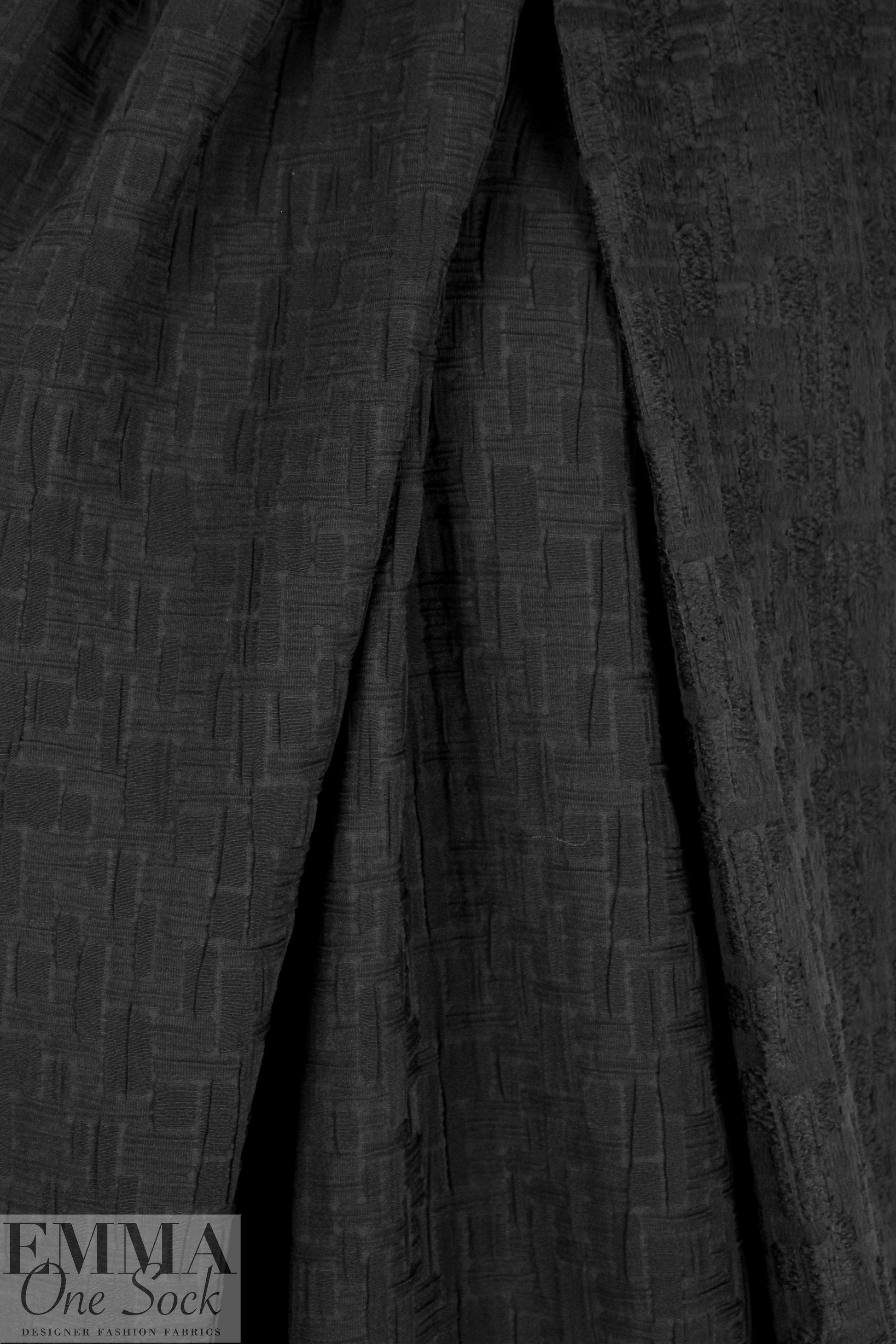 NY designer black basketweave texture jacquard knit