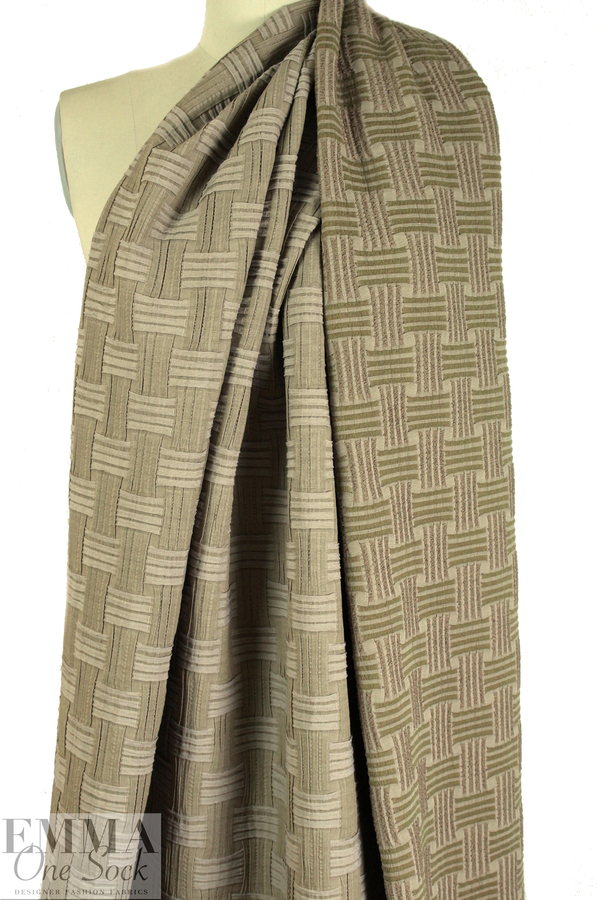 NY designer taupe basketweave texture jacquard knit