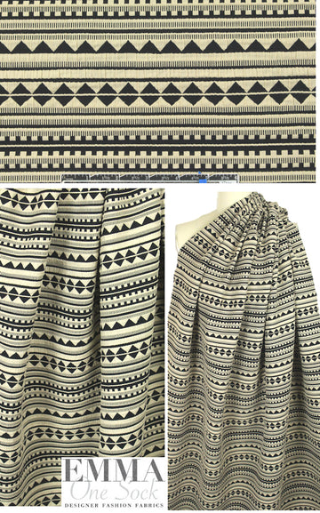 Italina yarn dye jacquard knit - black/khaki graphic