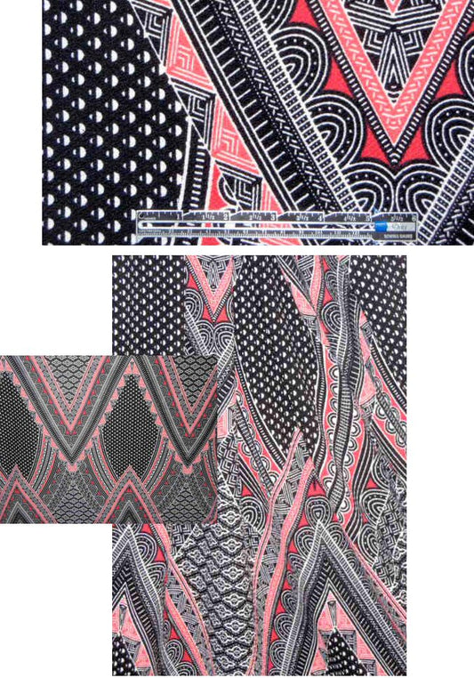 flamingo/black/white graphic textured ponte knit
