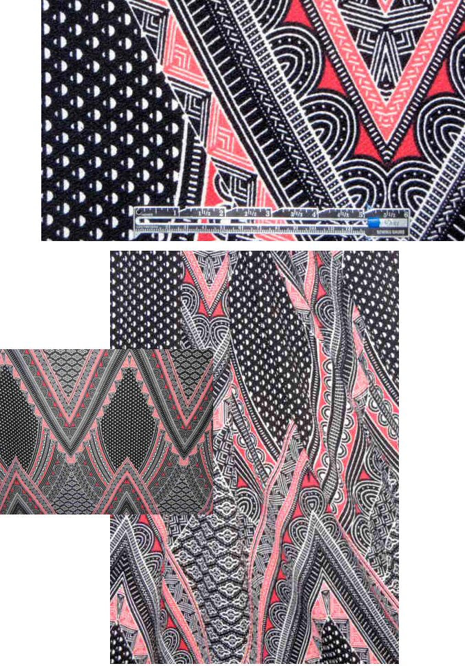 flamingo/black/white graphic textured ponte knit 1 yard