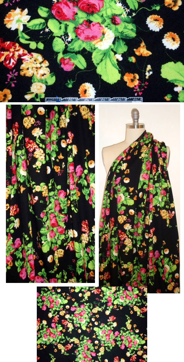 Me1issa Masse floral bouquet textured poly ink jet knit 1.5 yd