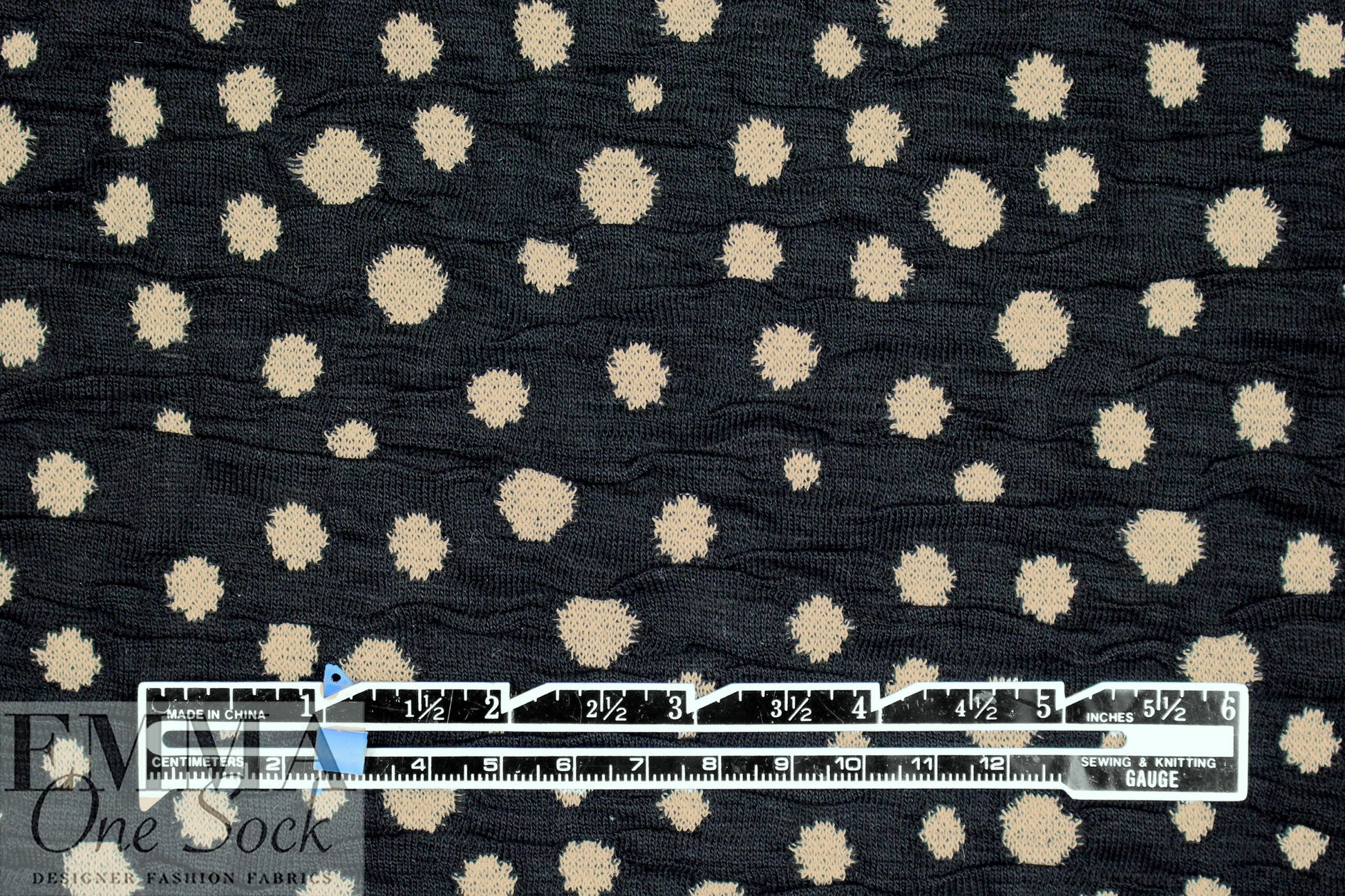 French textured dot 2-ply knit - ecru/black